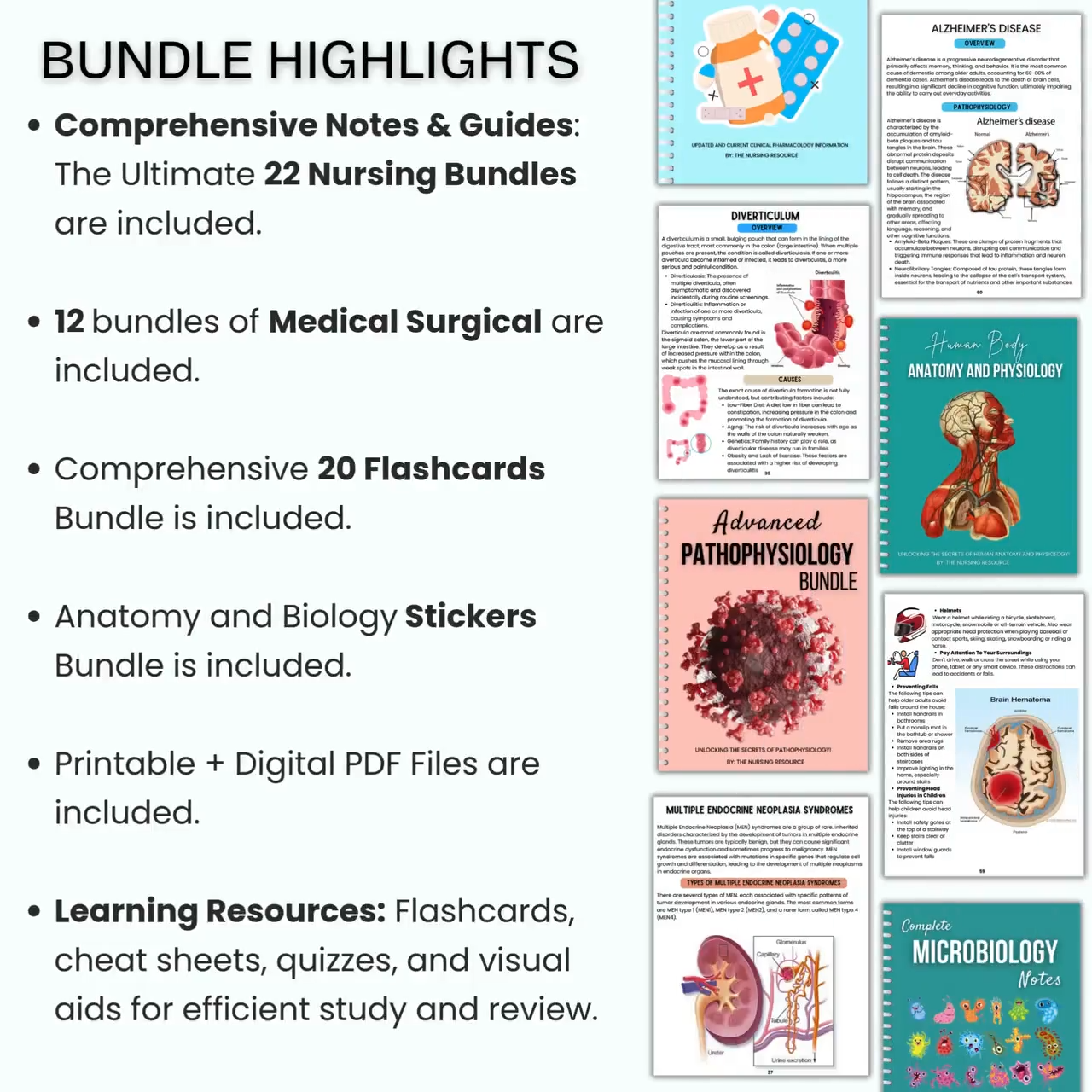 Comprehensive Nursing Notes Bundle | 2025 Edition | Digital Download